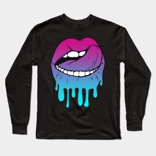 Vaporwave Dripping Lips Tongue Curl Long Sleeve T-Shirt